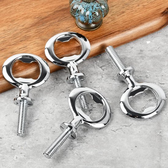Dailygoods- Flesopener Set 8 Stuks - Multifunctionele Flesopeners - Kurkentrekker - Bieropener - Sleutelhanger - Zilveren Ijzer van Dailygoods — afbeelding 2