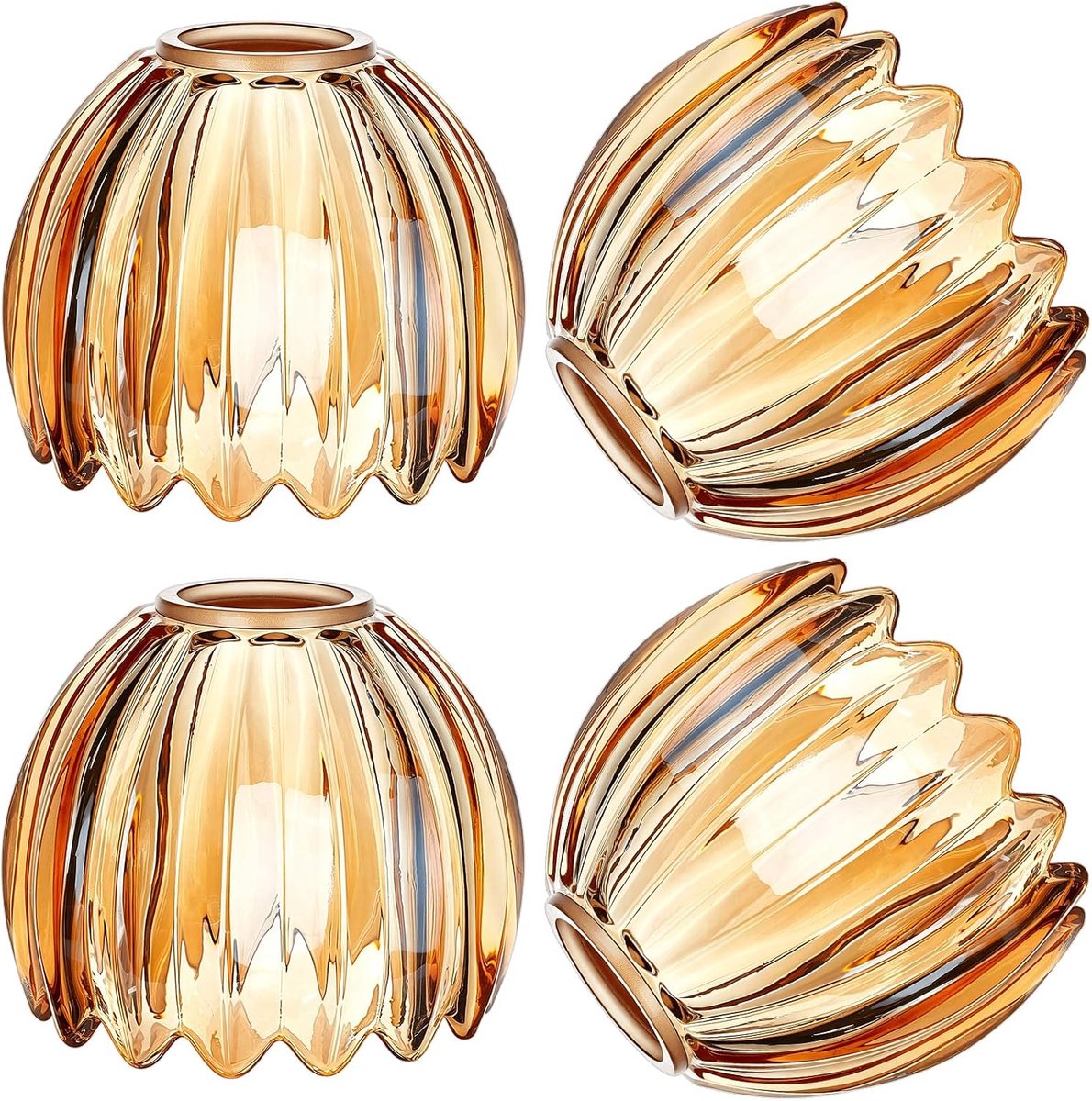 4 stuks camelglas, tulpenlampenkap, 129 x 108 mm, kleine glazen lampafdekkingen in bloemenvorm, mini-hanglampen - ShopVlot