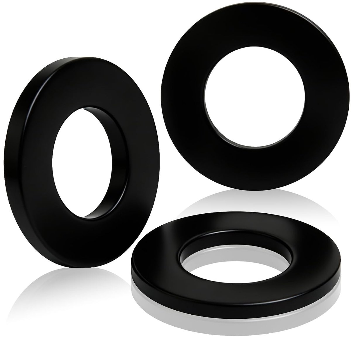 Pack of 55 Black Nylon Washers M10 x 20 mm Plastic Discs DIN 125-A Flat Round Insulation Disc, Flat Seals for - ShopVlot