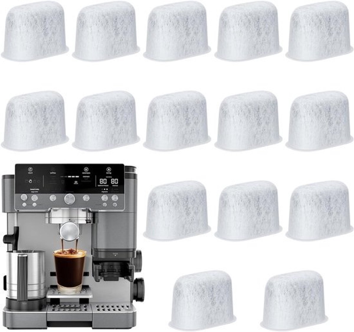 SnelShoppen - 15Pack waterfilterinzetstukken voor koffiemachine - vervangingsfilters voor koffiezetapparaat - grijs - thuisgebruik en Koffiel
