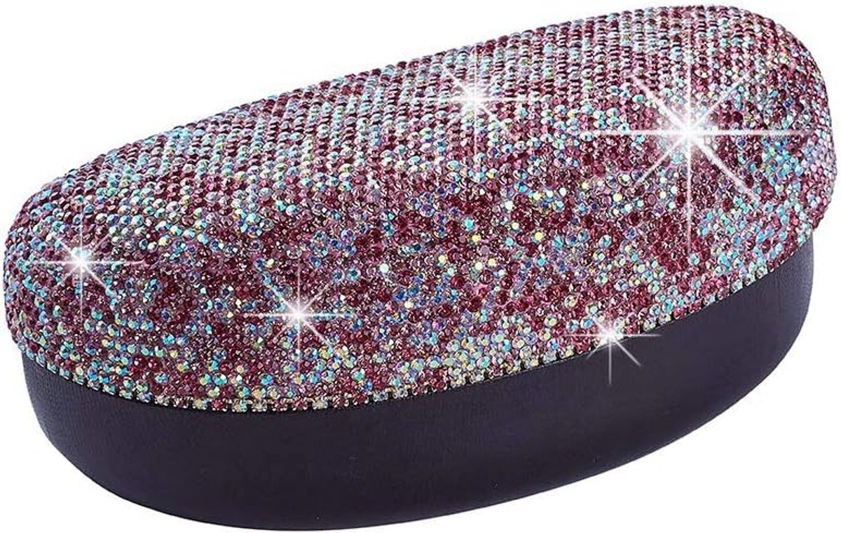 Zonnebril etui hard - glinsterend met diamantstrass - opbergdoos voor zonnebrillen - perfect voor onderweg - ShopVlot