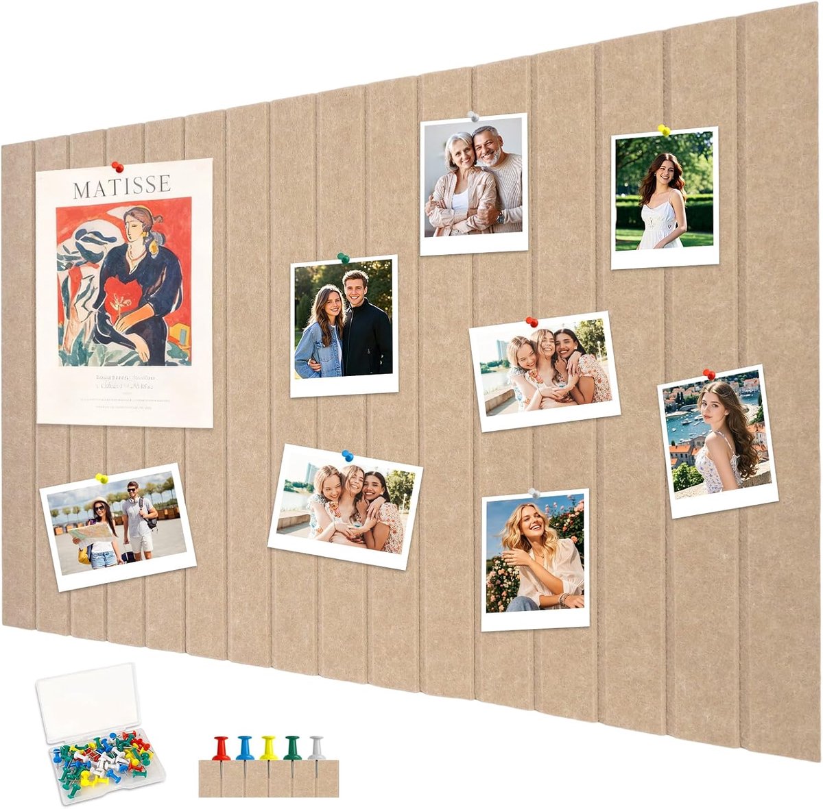 Large Self Adhesive Felting Pin Board, 80X40cm, Decorative Felt Cork Board, 0.9cm Thick, with 35 Thumbtacks, Foldable - ShopVlot