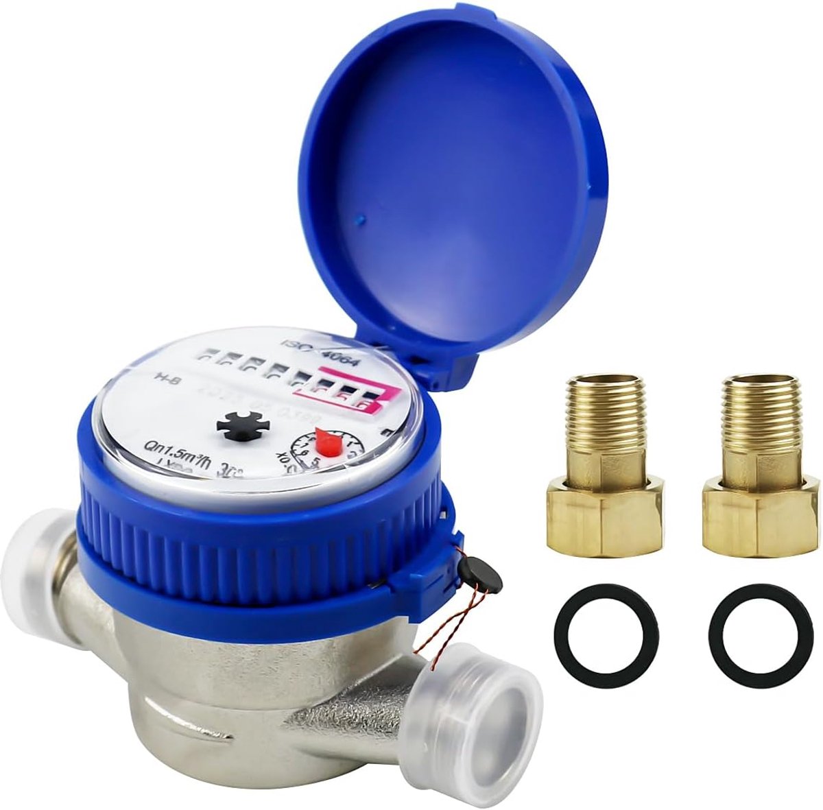Garden Water Meter 1/2 Inch Calibrated Cold Water Meter Tap Gauge with Mounting Accessories and Screen Cover for - ShopVlot