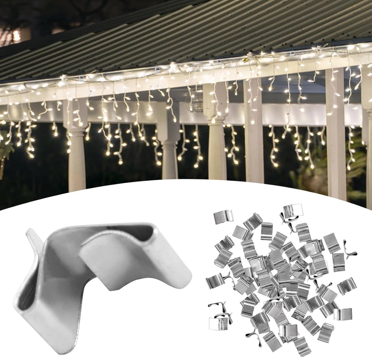 Goot haken 60 stuks - kleine gegalvaniseerde clips - voor het ophangen van verlichting - ideaal voor feestdecoratie - ShopVlot