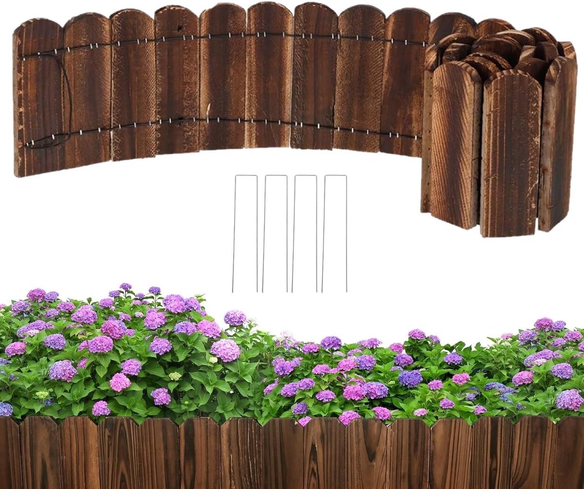 tuinhout hek - hoge kwaliteit - notenhout - flexibele border - SnelShoppen