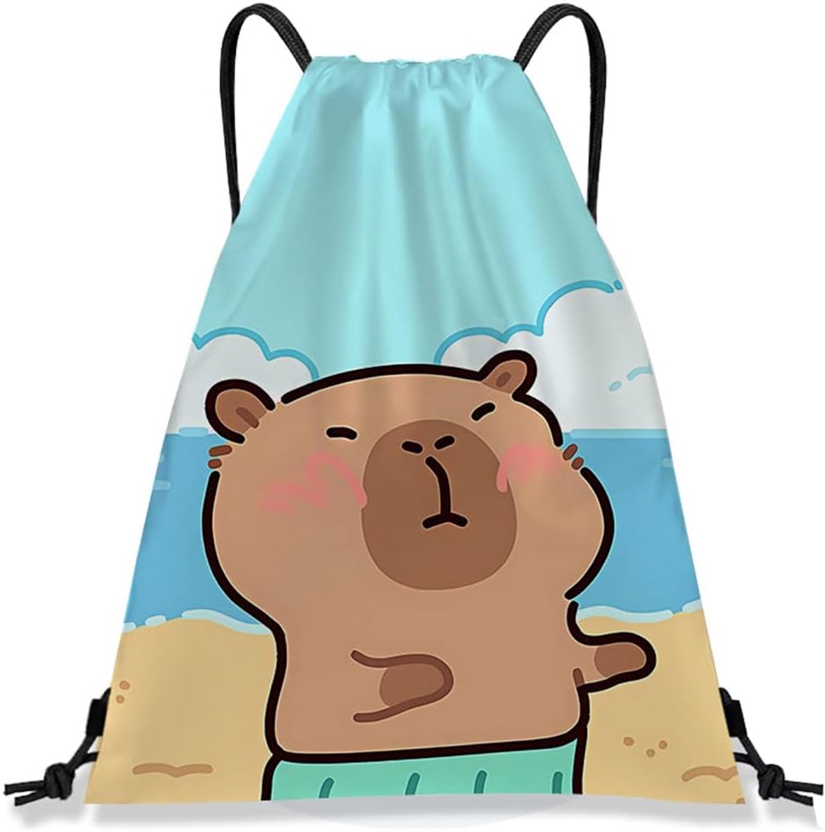 Capybara Backpack with Drawstring Sports Bag for Children Sports Bag Capybara Birthday Parties - ShopVlot