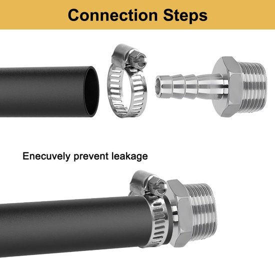 2 stuks AG 1" roestvrijstalen slangaansluiting, buisadapter x 10 mm weerhaak - ShopVlot — afbeelding 2