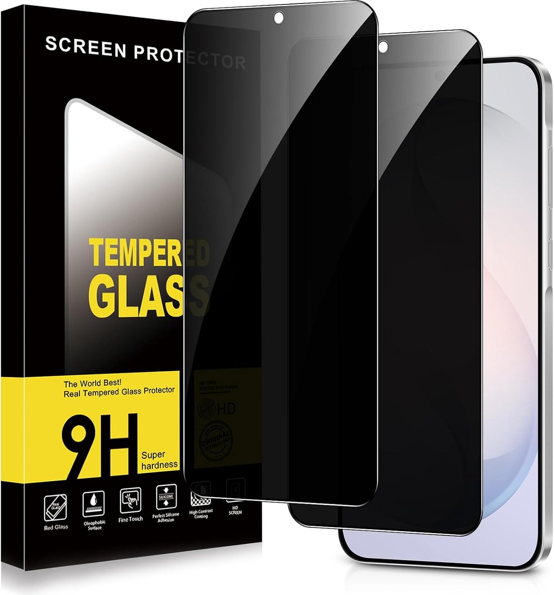 Screenprotector voor Samsung Galaxy S26 Plus/S26+ 5G, gehard glas, hardheid 9H, anti-spy, displaybescherming, krasbestendig, zonder luchtbellen, anti-spion, veiligheidsglas, 2 stuks