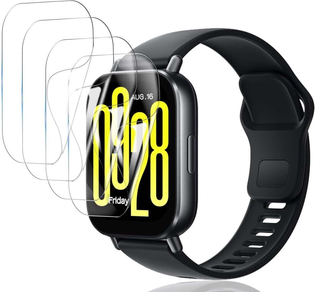 Displaybeschermfolie voor Redmi Watch 5 Active, geen gehard glas, HD-displaybescherming, krasbestendig, luchtbelvrij, displaybeschermfolie voor Redmi Watch 5 Active, 4 stuks