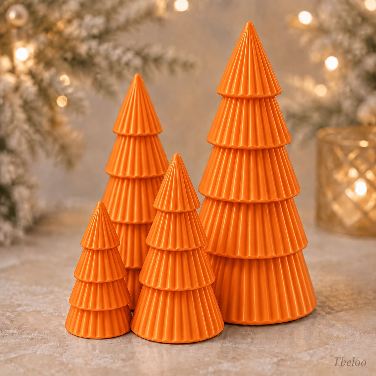 Tbeloo Kerstboom Decoratie – Set van 4 – Pompoenoranje
