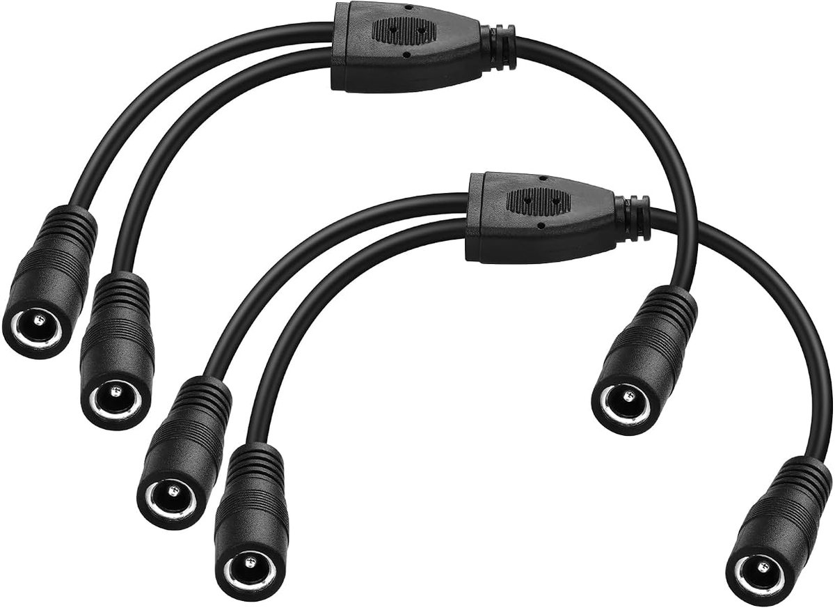 2 stuks DC Y Splitter adapterkabel DC 5,5 x 2,5 mm 1 vrouwelijk naar 2 vrouwelijke voedingssplitterkabel, voor CCTV-camera's DVR, LED-lichtstrip (0,3 m)