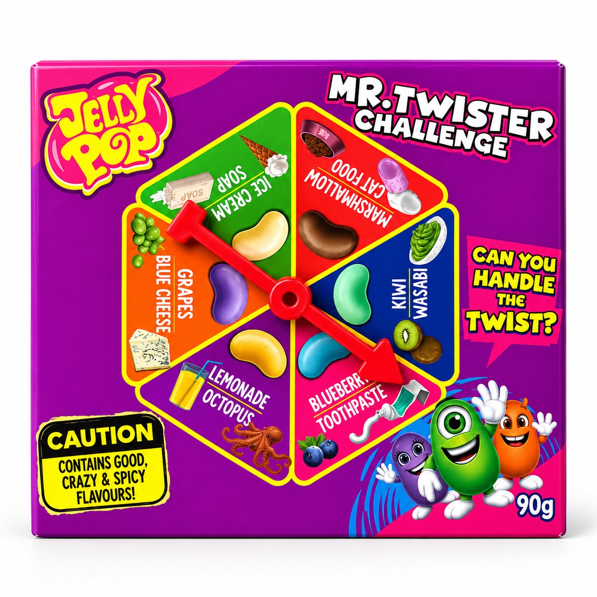 JellyPop Mr. Twister Challenge - Jelly Beans Snoepspel met Draaischijf - Verrassende Smaken - 90 g