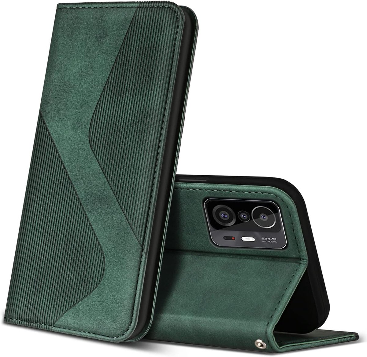 Hoesje voor Xiaomi 11T / 11T Pro, PU Kunstleer Bookcase Telefoonhoesjes met [Kaartsleuven] [Stand], Flip Case Beschermhoesje voor Xiaomi 11T / 11T Pro (Groen)