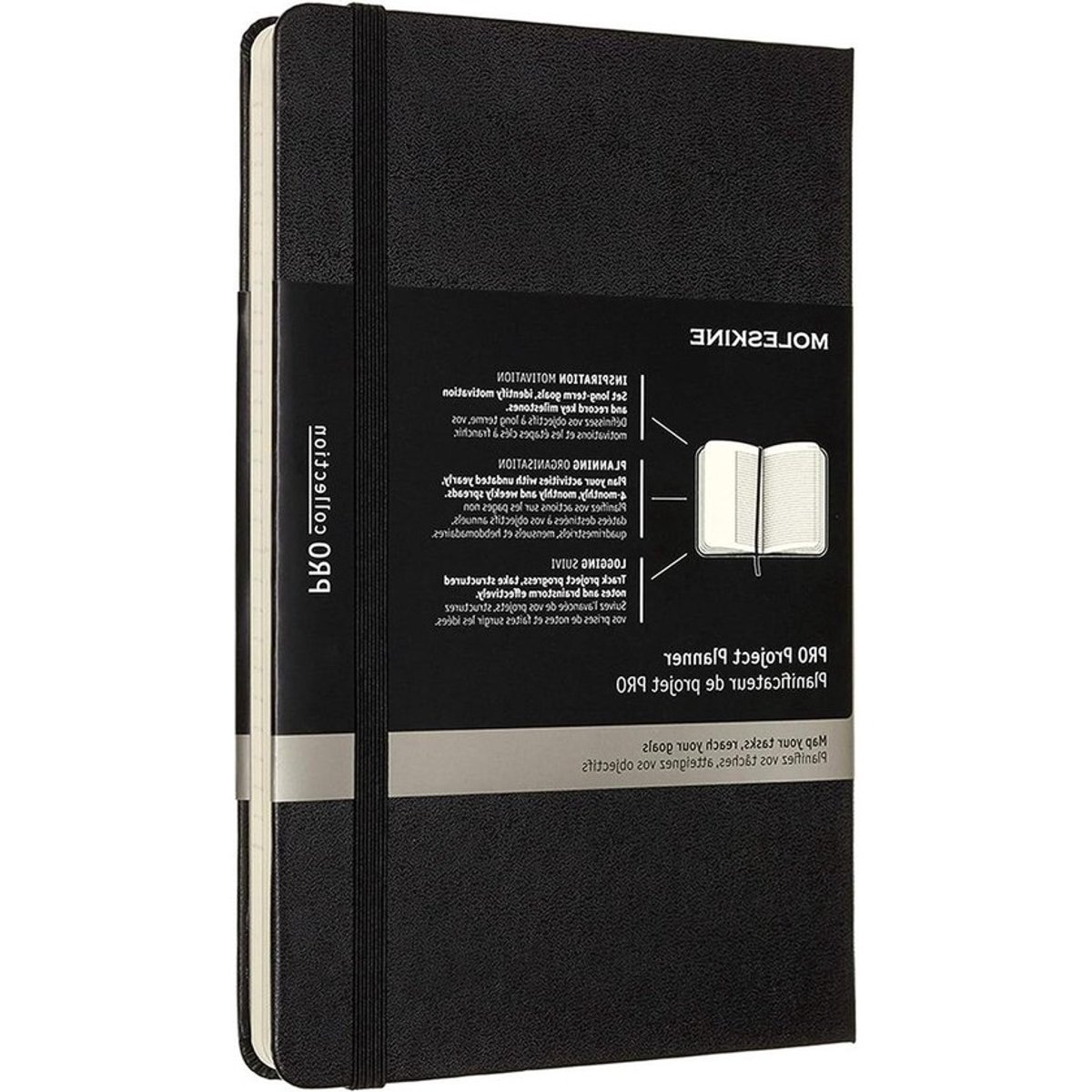 Pro Project Planner - Productiviteitsdagboek voor projecten en projectmanagement - Formaat Large, 13 x 21 cm - Zwarte hardcover - Planner met 288 pagina's