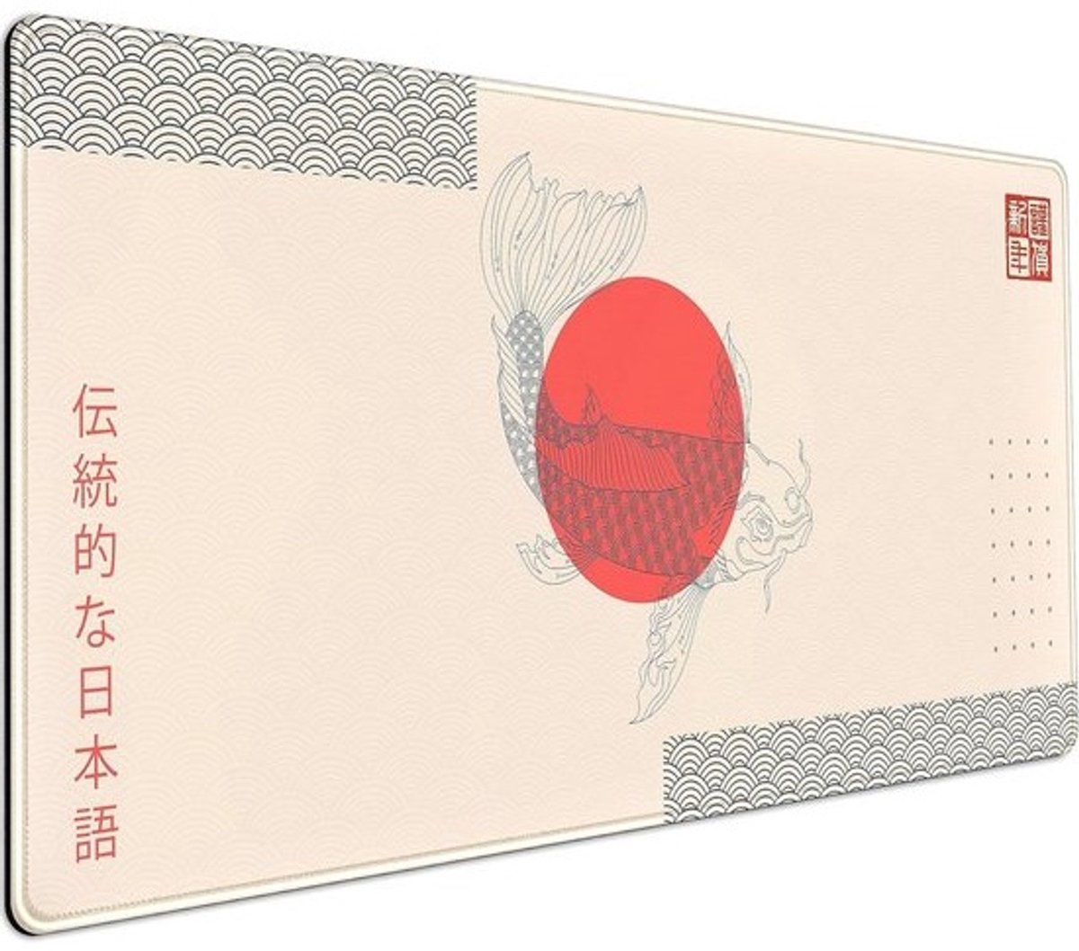 Grote beige Japanse muismat in XXL-formaat - Trendy boho-gamingdeskmat voor vrouwen