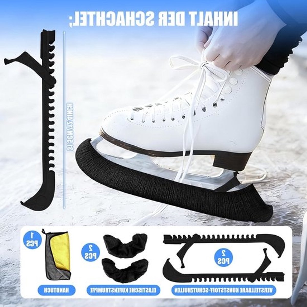 Schaatsbeschermers voor ijshockey en kunstschaatsen - Verstelbare en elastische bescherming - 2 paar in plastic - Unisex voor dames, heren en kinderen