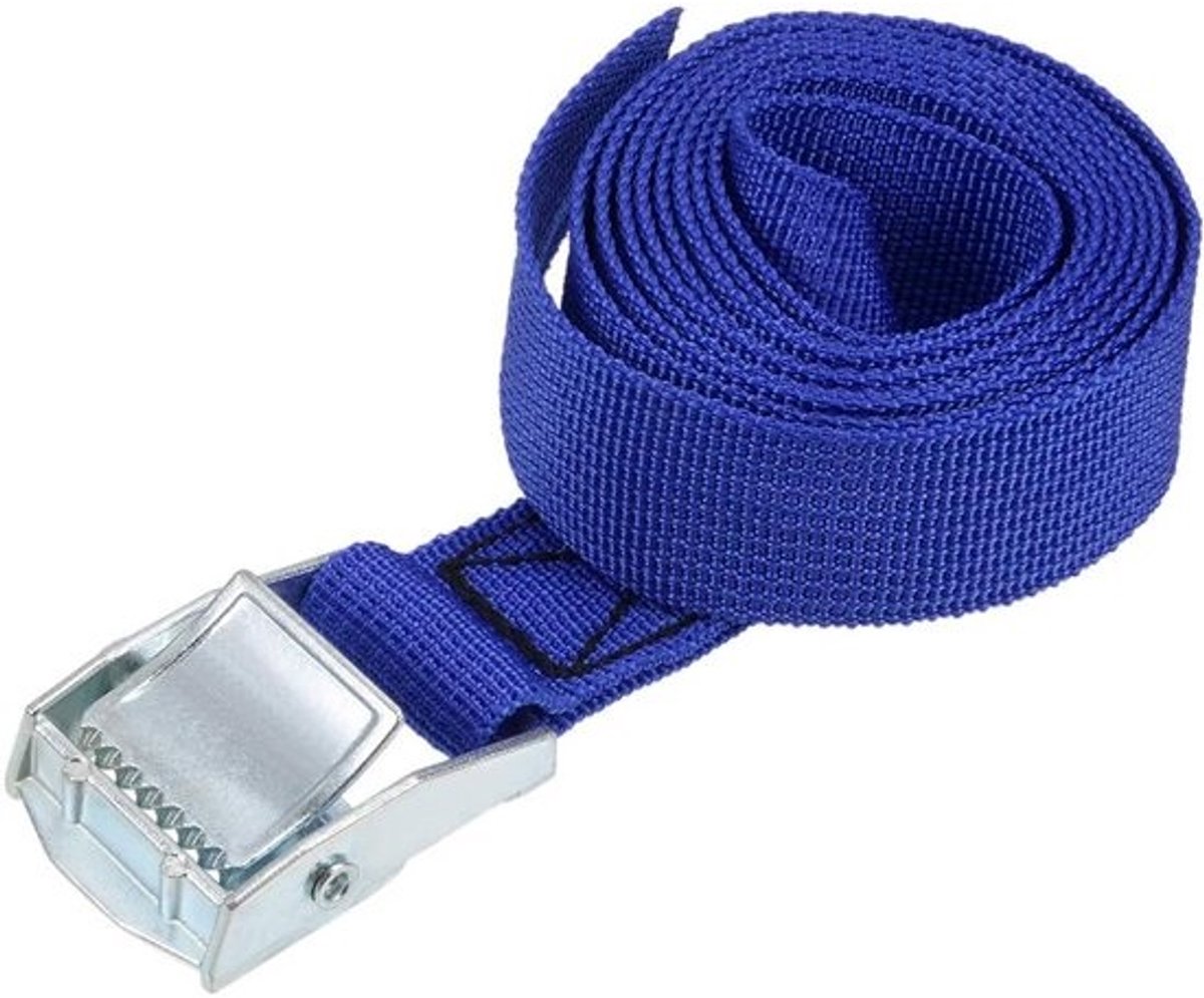Spanband - Met klemsluiting - Voor het zekeren van lading - Trekkracht van 250 kg - Blauw - 1.5 m x 25 mm