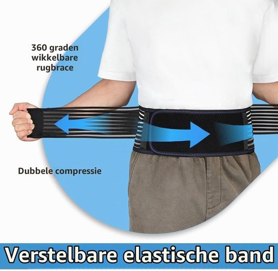 Ademende Niergordel voor Mannen en Vrouwen, Stevige Lumbale Ondersteuning met 4 Stalen Rails, Dubbele Verstelling, Orthopedische Trainingsgordel voor Werk en Sport, Maat M — afbeelding 4