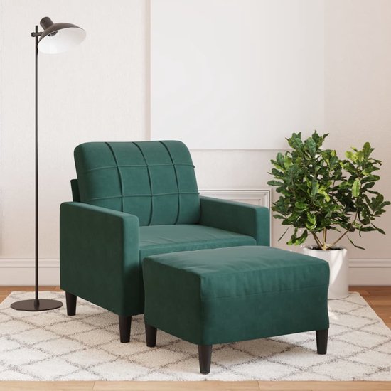 vidaXL - Fauteuil - met - voetenbank - 60 - cm - fluweel - donkergroen van Vidaxl — afbeelding 2