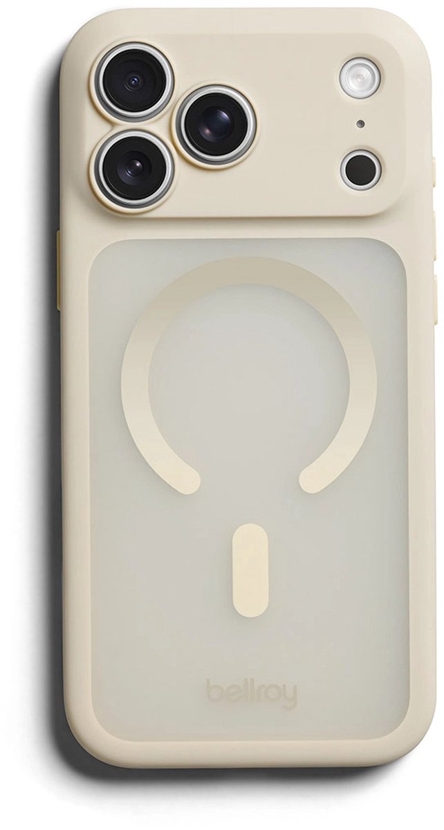 Bellroy Cinch hoesje iPhone 18 Pro Max – Compatibel met MagSafe – Inclusief bevestigingspunten voor accessoires – Vervaardigd uit schokabsorberend polymeer - Beige
