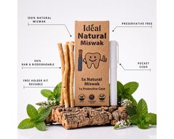 Natuurlijke Miswak 5 Stuks + 1 Hygienisch Bewaardoosje - Eco Friendly Siwak Tandenborstels - 100% Organic - Sewak