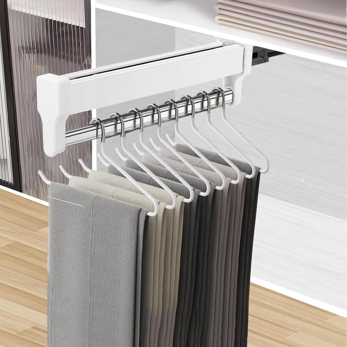 Kledingstang Voor Kleerhangers - Verstelbare Telescoopstang, 397 mm, Wit