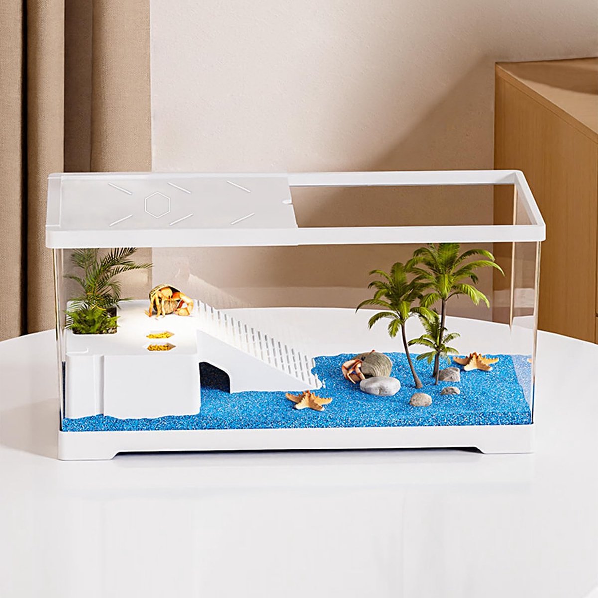 Schildpadaquarium,40 x 20 x 22,5 cm Aquatische Schildpad Tank voor Jonge Schildpadden, Rivierkreeften, Krabben, Amfibieën, Reptielen