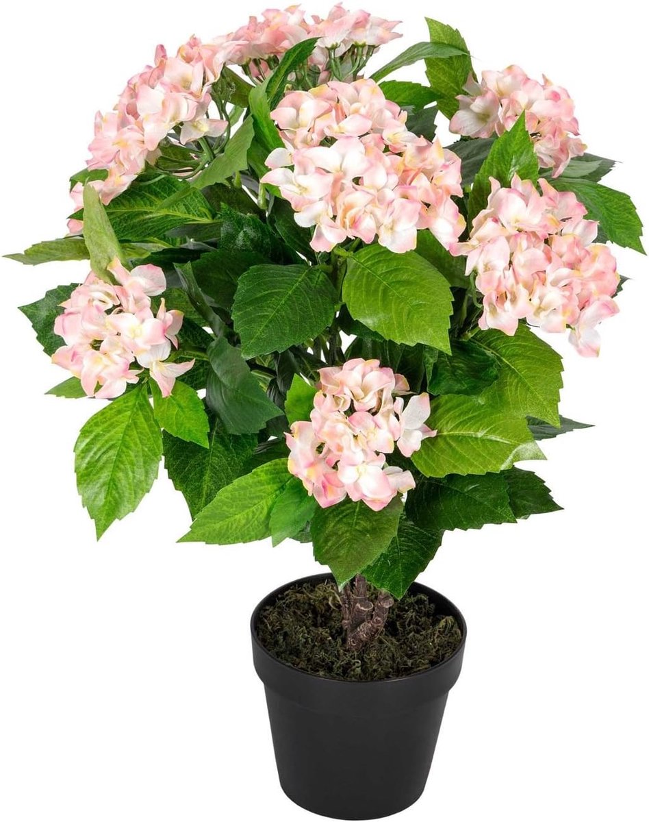 Roze paarse hortensia struik kunstplant in zwarte pot 70 cm (2,3 ft) voor thuiskantoor binnendecoratie