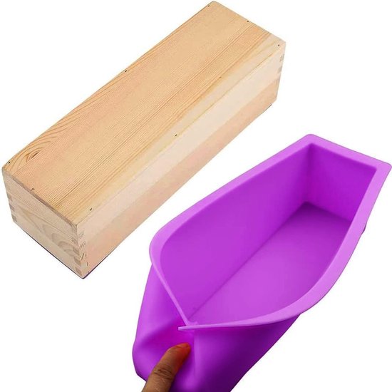 Zeepvorm, 1200ML Zeepvorm, Zeepvorm met Houten Kist, Zeepvorm Herbruikbaar, Gemakkelijk Schoon te Maken, Siliconen Zeepvorm voor Handwerk, Handgemaakte Zeep Maken — afbeelding 4