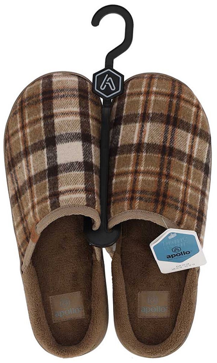 Apollo home slipper - heren - beige ruit - argyle - maat 43/44