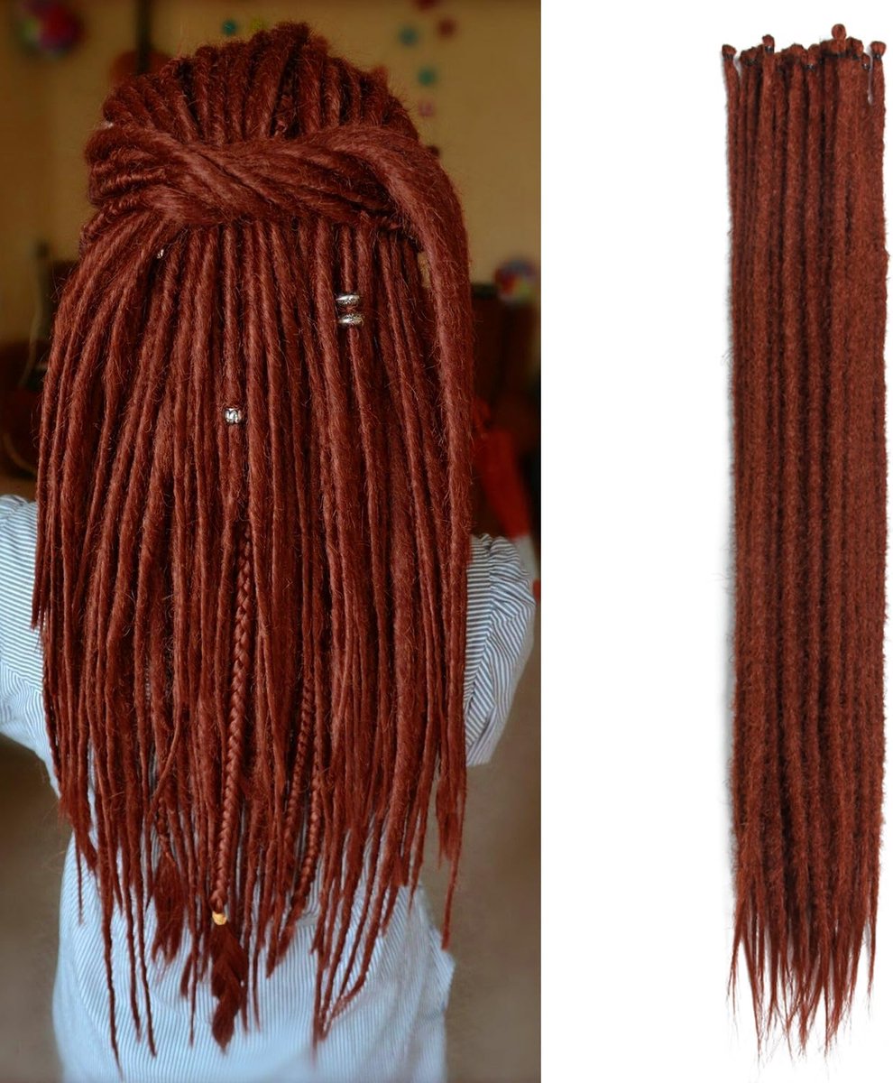 24 Inch 20 Strengen/Pak Synthetische Dreadlocks Extensions Dunne 0,6 cm Gehaakte Gevlochten Haar Zachte Dreadlocks Single Ended Dreadlocks Reggae Hiphop Hippie Stijl