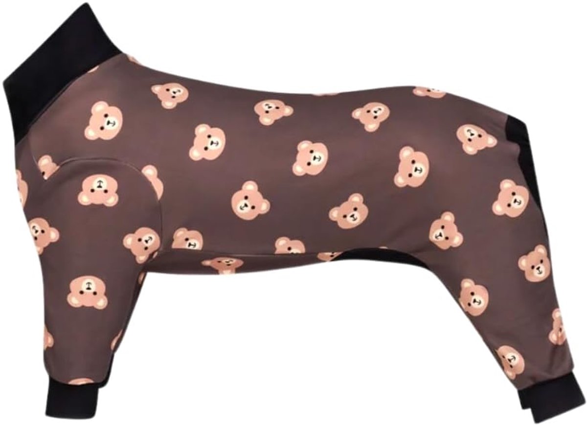 Paws Hondenpyjama, ultrazacht en 4-weg stretch, herstelpak PJ-onesie voor kleine, middelgrote en grote rassen - beer zwart, 4XL