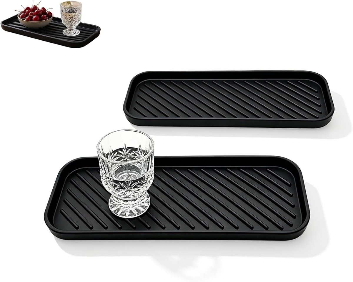 Siliconen afdruipmat 2 stuks - 23 x 9 cm - antislip - ruimte voor sponzen en zeep - ShopVlot