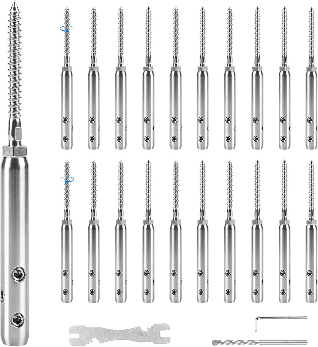 Spanner voor staalkabel 3 mm - 316 roestvrij staal - met inbussleutel - veilig spannen van kabels - ShopVlot