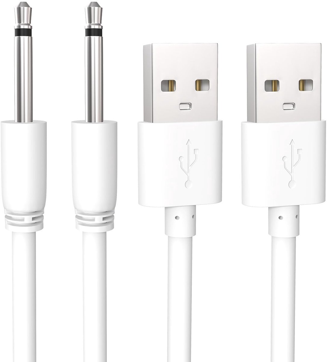 Repacement DC oplaadkabel 2.5 * 17mm USB Wit 0.8m-2P - ShopVlot