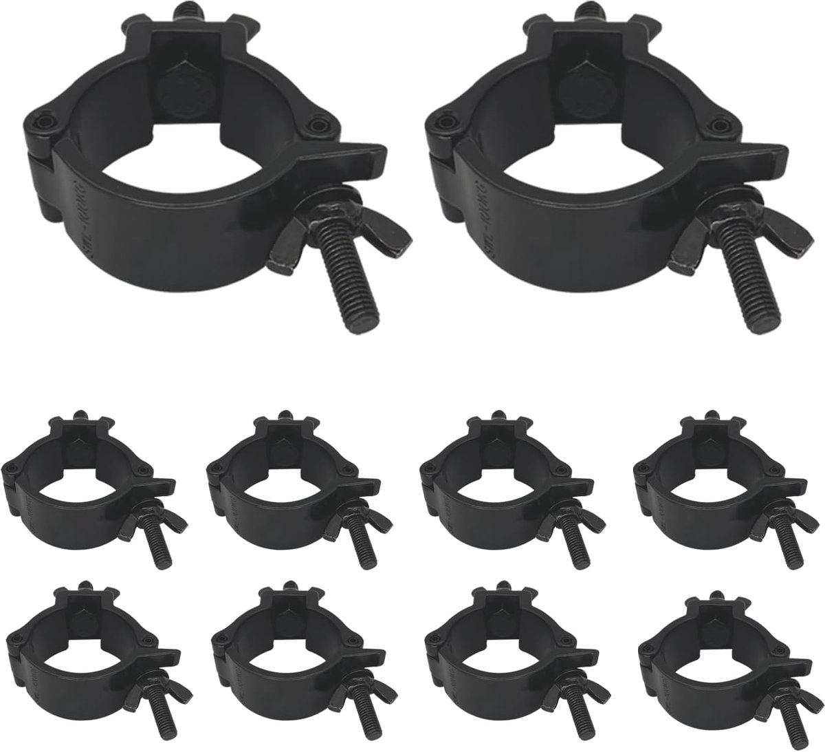 Set of 10 metal clamps for Truss - Aluminium alloy mounting elements, black, monoblock, for tubes of 48-52 mm - ShopVlot