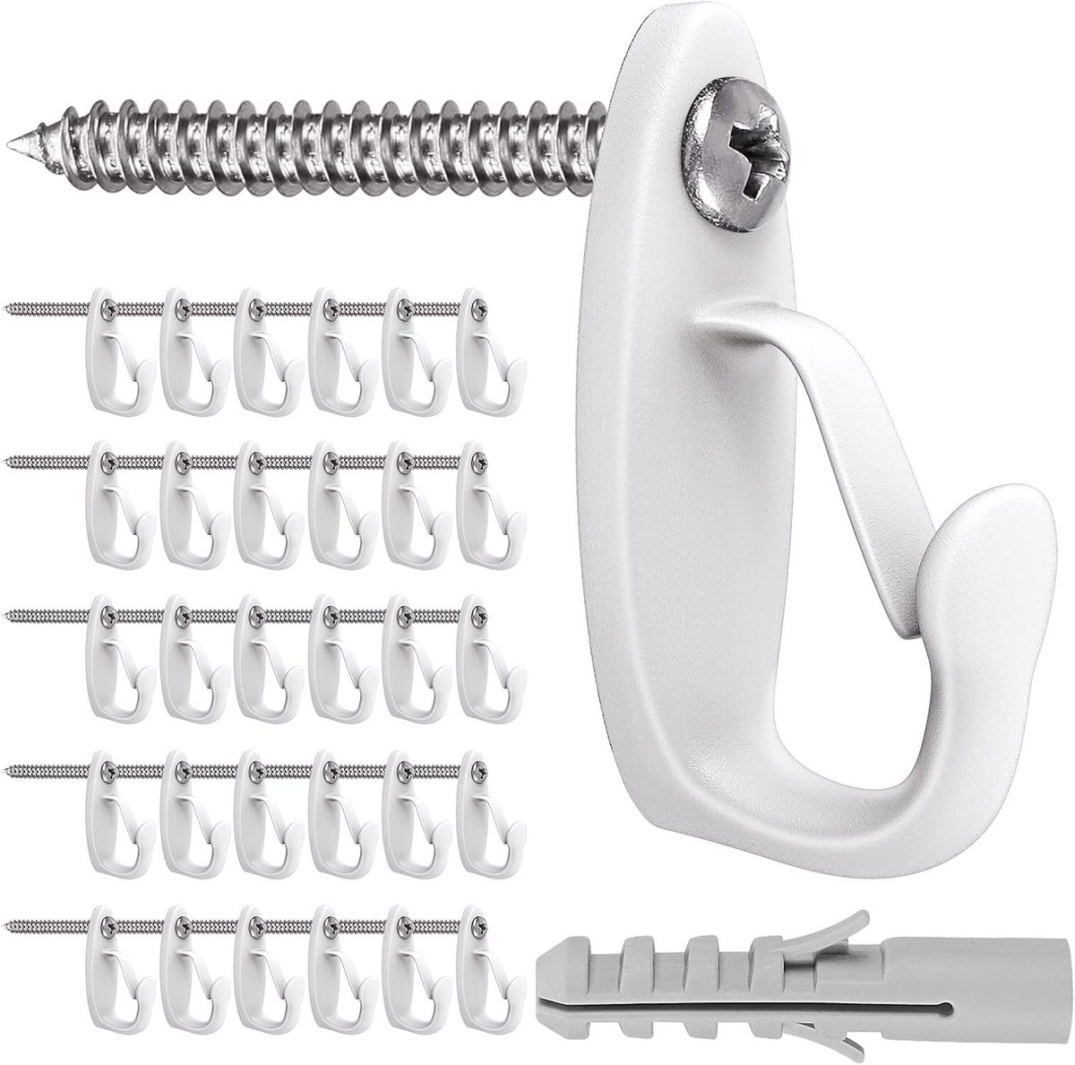 Kwalitatieve Witte Q Pendant Haakjes voor Decoratie en Verlichting - Set van 30 Stuks