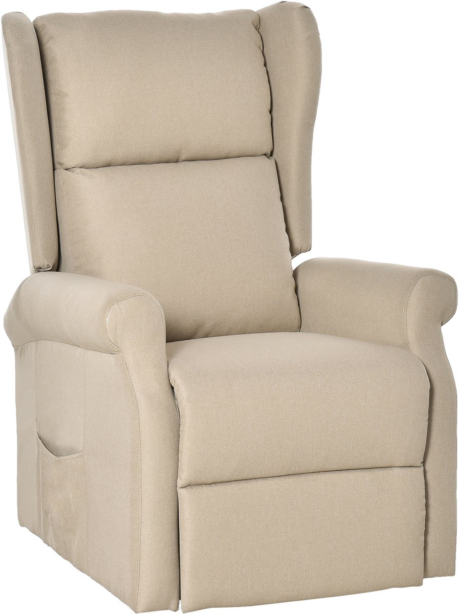 Homona Elektrische sta-opfauteuil - Met ligfunctie en afstandsbediening - 74 x 94 x 111 cm - Crème