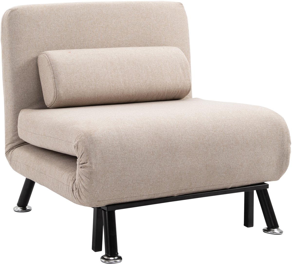 Homona Slaapfauteuil - Met kussen - 5-voudig verstelbare rugleuning - 180 x 75 x 25 cm - Beige