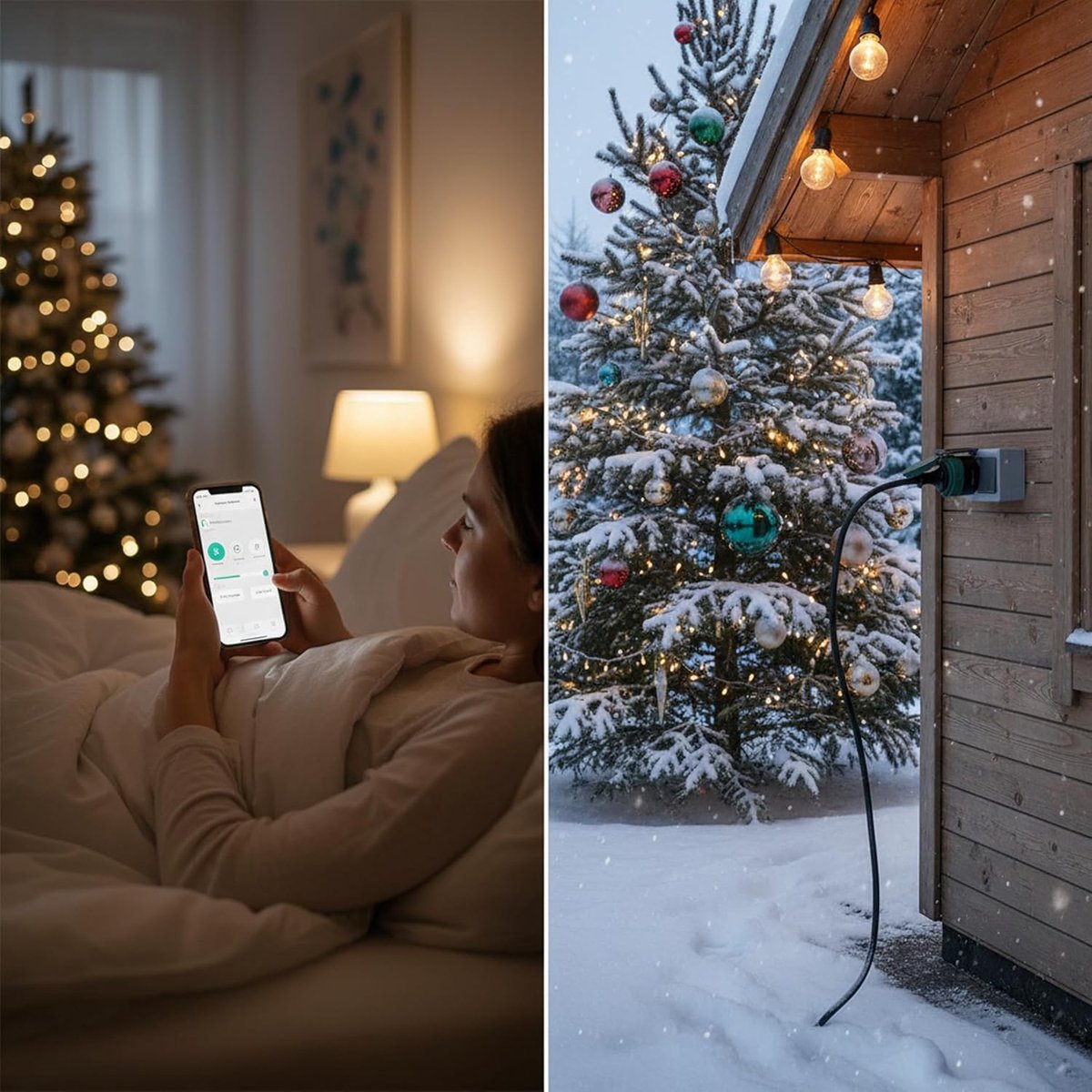 SnelShoppen - WLAN Smart Plug Type E (EU) 16 A, 3680 W, 4 Packs - Slimme Stekker voor Tuin, Keuken, Buitenverlichting, Energie Besparen, Mobiele App B