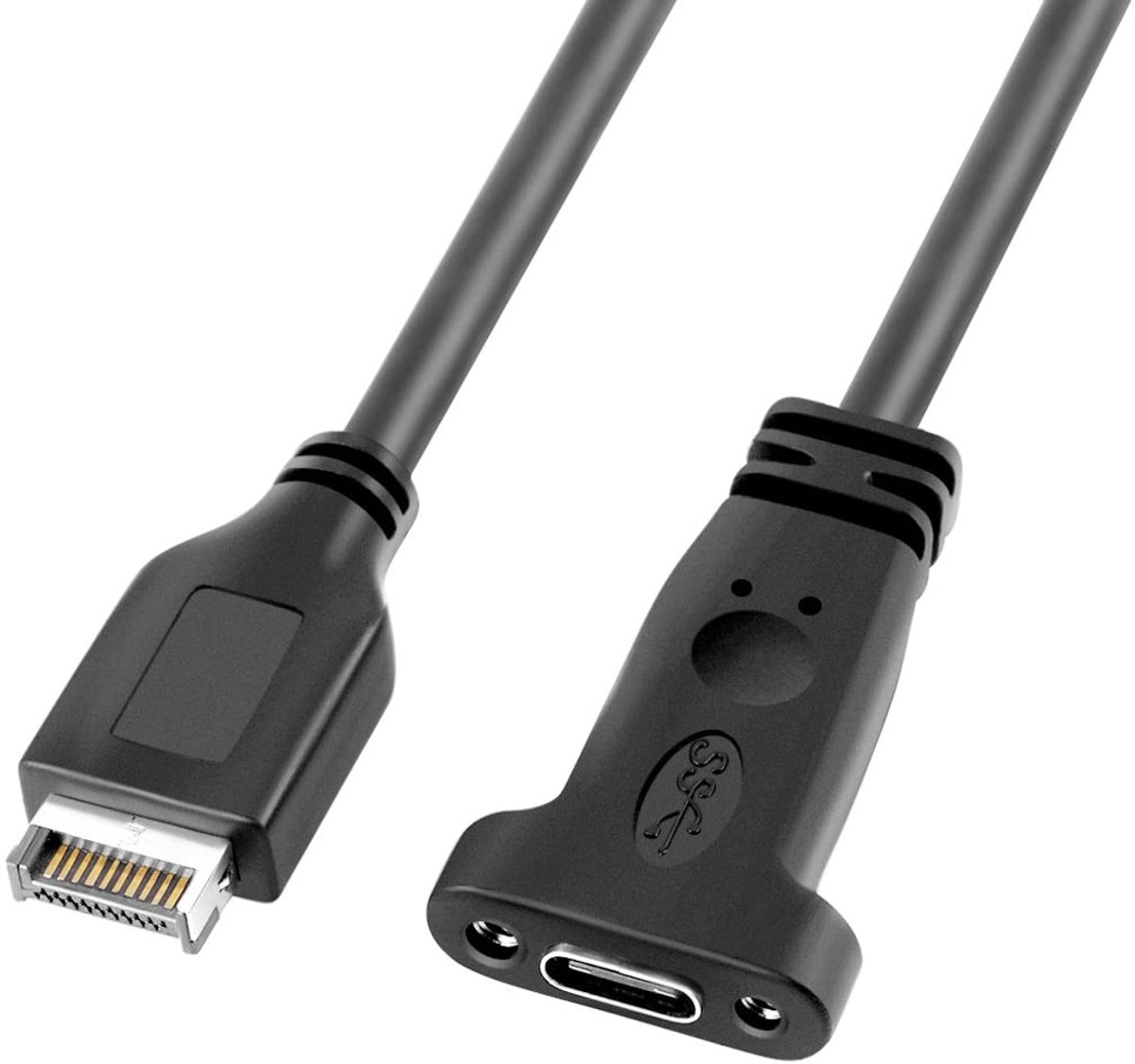 CY Cable USB 3.1 Front Panel Header Type-E 20Pin to USB-C Type-C Female Extension Cable with Panel Mount Screw Single - ShopVlot