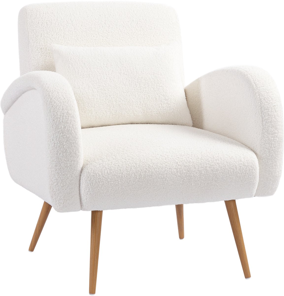Homona Fauteuil met lendenkussen - Teddyfleece - 77 x 77 x 83 cm - Crèmewit