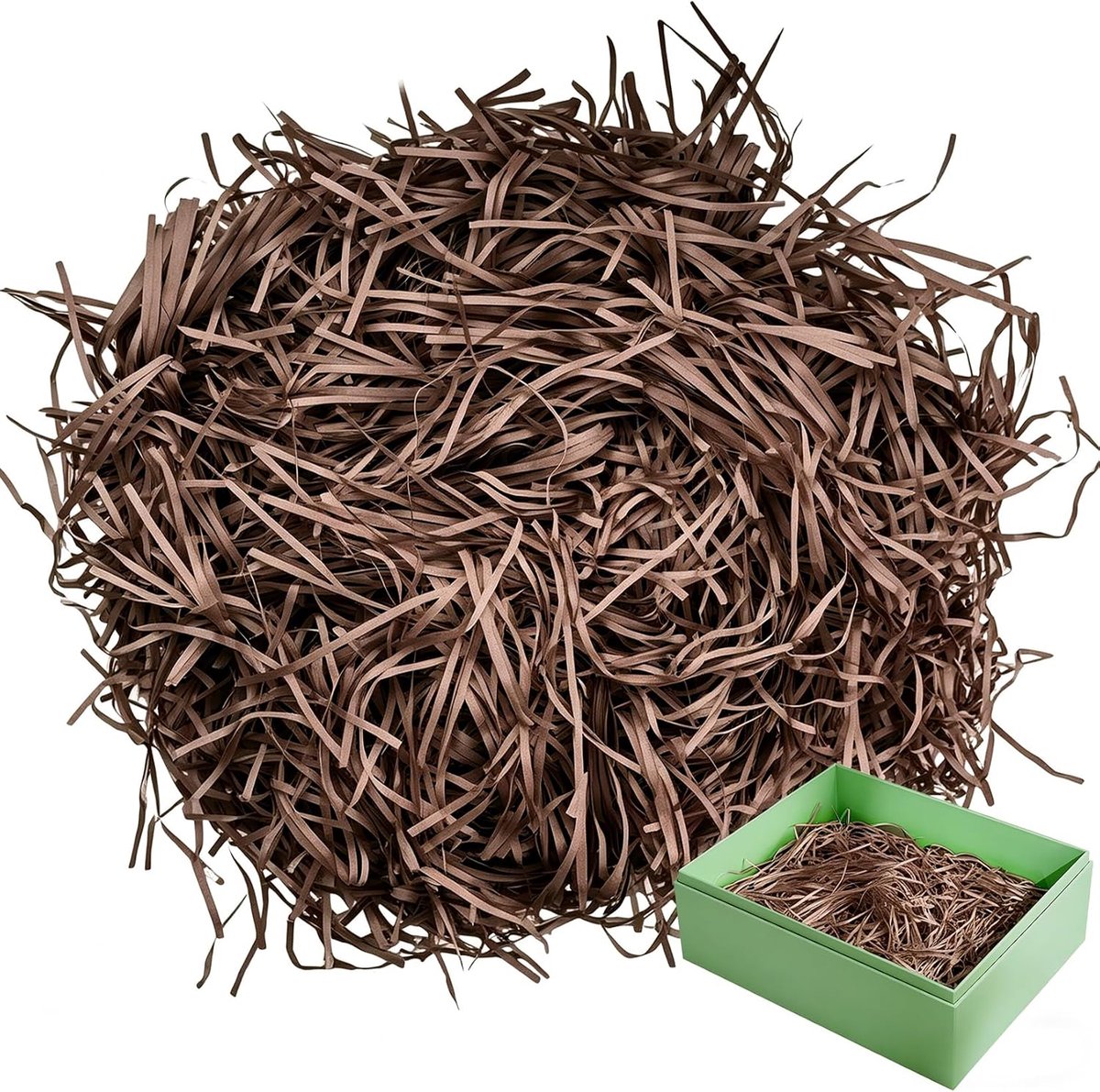 500 g paasgras, donkerbruin, raffia vulmateriaal, geschenkdoos, paasnest, papier decoratiegras knutselen - ShopVlot