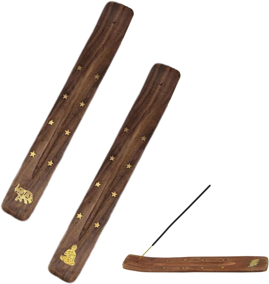 Bamboe wierookhouder set van 2 - handgemaakt van natuurlijke materialen - robuust en duurzaam - ideaal voor meditatie - ShopVlot