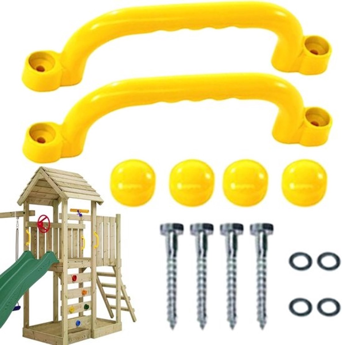 Speeltorenhandgrepen - klimgrepen voor kinderen - voor buitenspelen - weerbestendig ABS-materiaal - 25 x 7.5 cm - geel