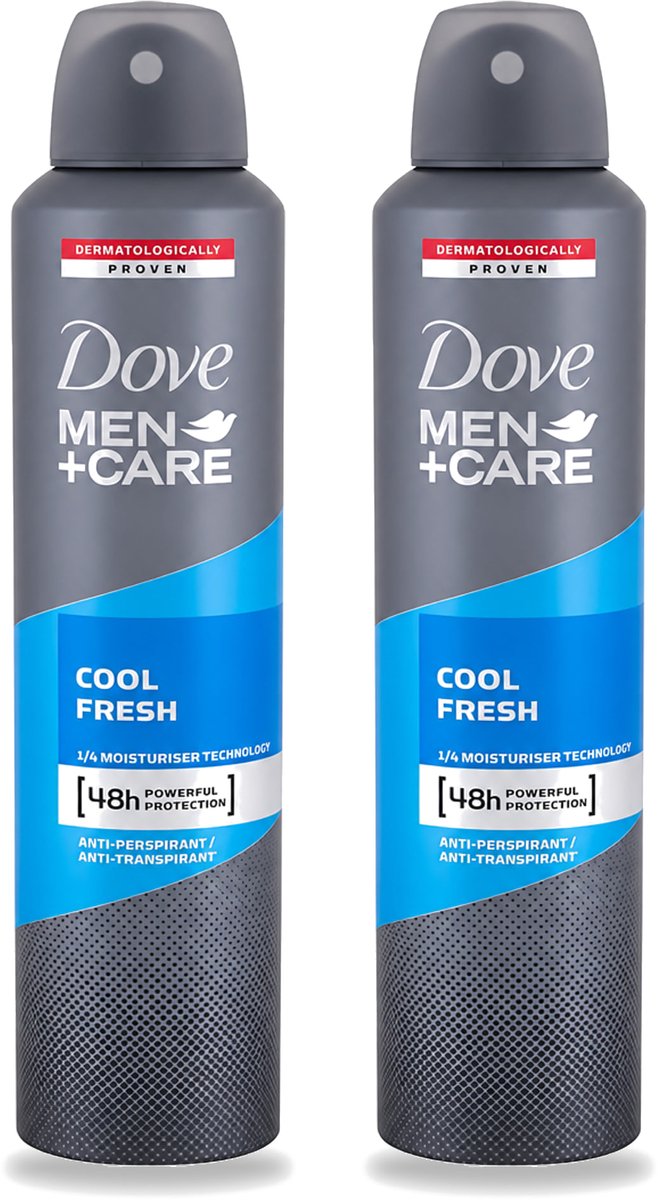 2 x Dove - Deodorant - Spray Men+Care Cool Fresh - Verfrissend en langdurige bescherming - 250 ml - Voordeelverpakking - 2 stuks