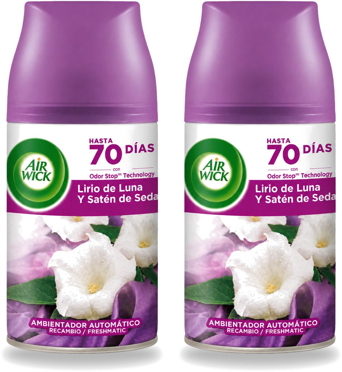 2 x Air Wick - Luchtverfrisser Navulling - Maan Lelie - Automatische Spray - 250 ml - Voordeelverpakking - 2 stuks