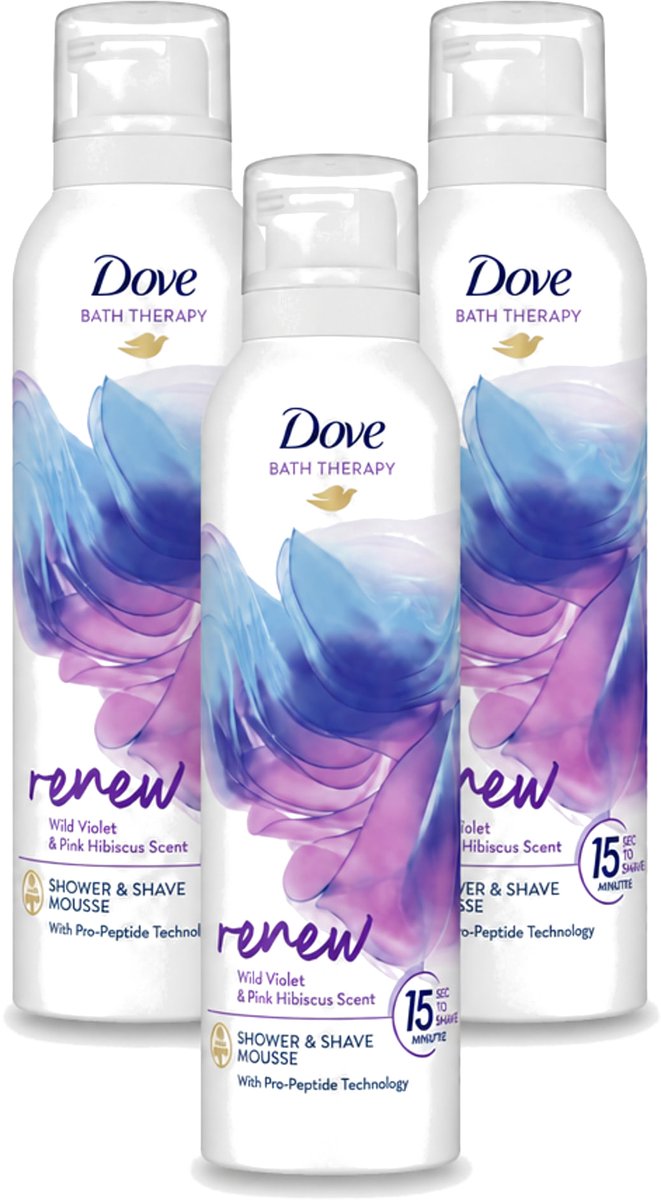 3 x Dove – Douche- & Scheerschuim – Bath Therapy Renew – 200 ml - Voordeelverpakking - 3 stuks