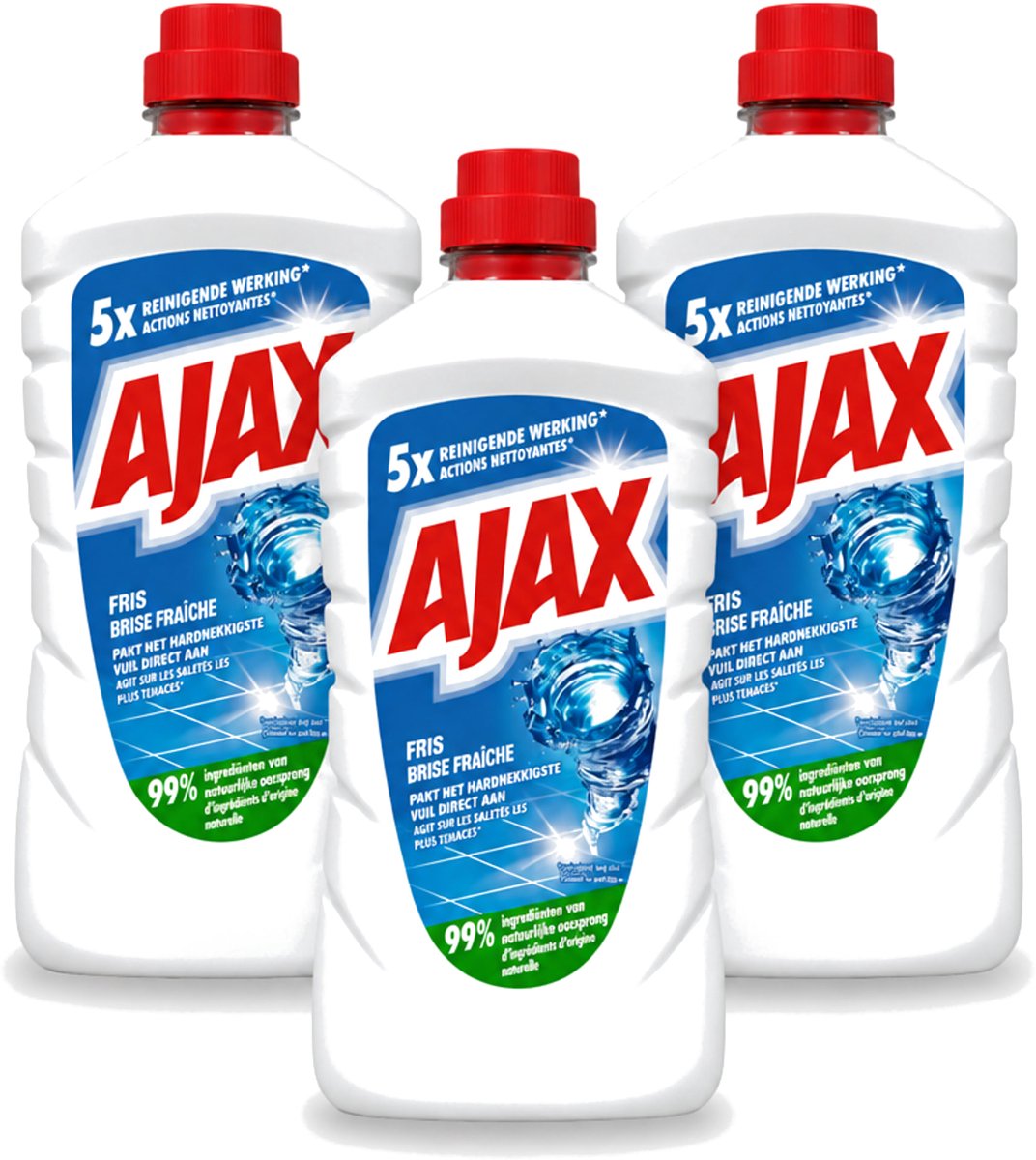 3 x Ajax – Allesreiniger – Fris – 1000 ml - Voordeelverpakking - 3 stuks