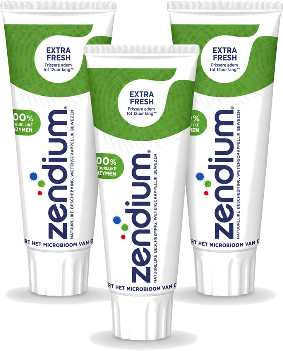 3 x Zendium - Extra Fresh - Tandpasta - Natuurlijke Enzymen - 75 ml - Voordeelverpakking - 3 stuks